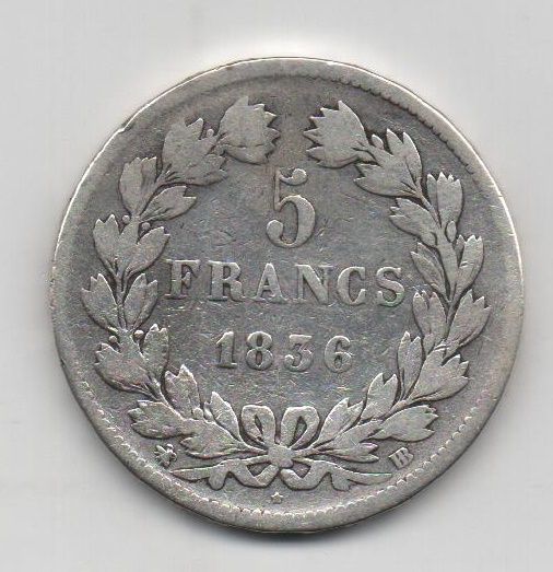 FRANCIA DEL AÑO 1836 DE 5 FRANCOS L. PHILIPPE I