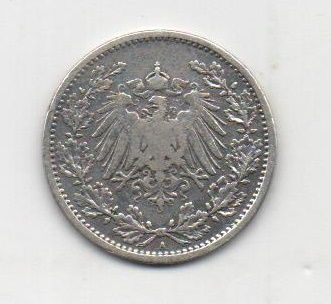 ALEMANIA REICH DEL AÑO 1905 LETRA A DE 1/2 MARCO
