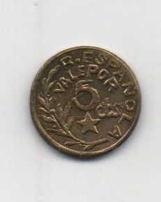 ESPAÑA GUERRA CIVIL CONSEJO MENORCA DEL AÑO 1937 DE 5 CENTIMOS