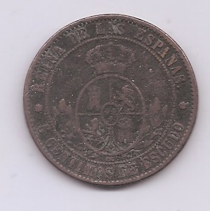 ESPAÑA ISABEL II DEL AÑO 1968 5 CENTIMOS DE ESCUDO