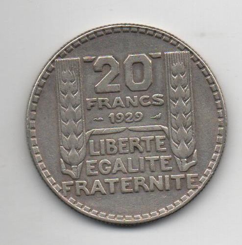 FRANCIA DEL AÑO 1929 DE 20 FRANCOS