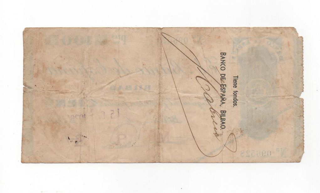 ESPAÑA BILLETE LOCAL REPUBLICANO DEL AÑO 1936 DE 100 PESETAS. BILBAO