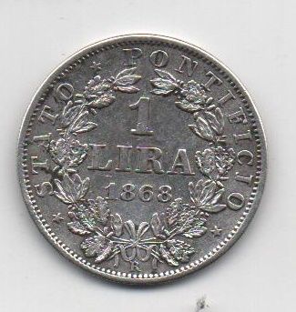 ITALIA DEL AÑO 1868 DE 1 LIRA