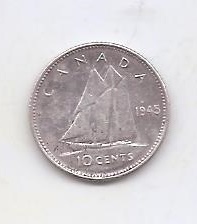 CANADA DEL AÑO 1945 DE 10 CENTIMOS