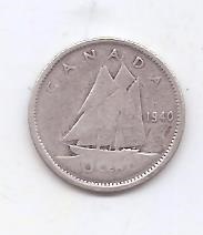 CANADA DEL AÑO 1940 DE 10 CENTIMOS