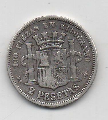 G. PROVISIONAL DEL AÑO 1870 *73 DE 2 PESETAS