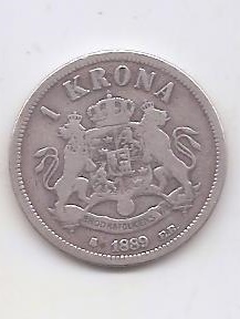 SUECIA DEL AÑO 1889 DE 1 KRONA