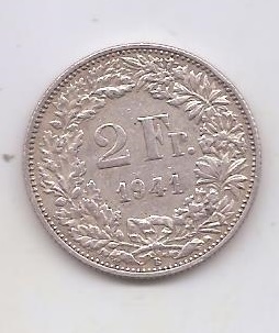 SUIZA DEL AÑO 1941 DE 2 FRANCOS