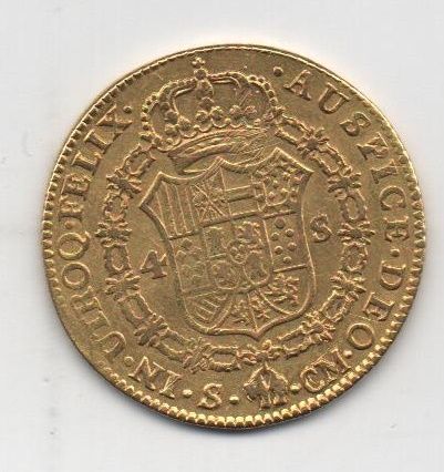 ESPAÑA CARLOS III DEL AÑO 1787 DE 4 ESCUDO