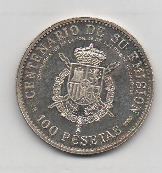 ESPAÑA DEL AÑO 1977 DE 100 PESETAS MEDALLA PLATA