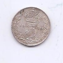 GRAN BRETAÑA DEL AÑO 1919 DE 3 PENIQUES