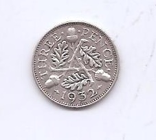 GRAN BRETAÑA DEL AÑO 1932 DE 3 PENIQUES