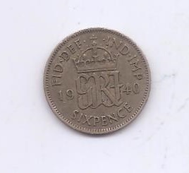 GRAN BRETAÑA DEL AÑO 1940 DE 6 PENIQUES