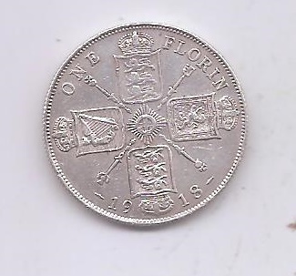 GRAN BRETAÑA DEL AÑO 1918 DE 1 FLORIN