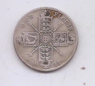 GRAN BRETAÑA DEL AÑO 1921 DE 1 FLORIN