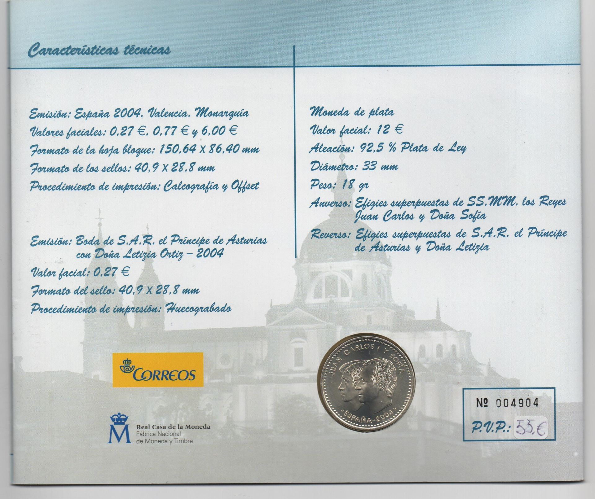 ESPAÑA DEL AÑO 2004 EUROSET FDC