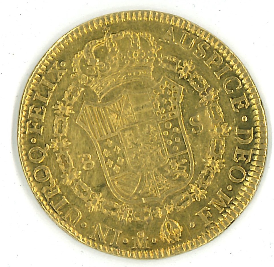 ESPAÑA CARLOS III DEL AÑO 1772 DE 8 ESCUDOS