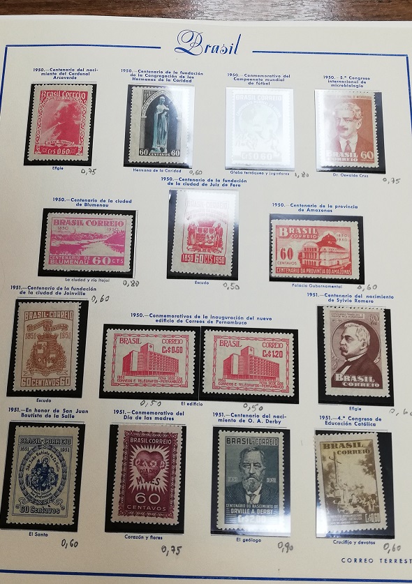 COLECCION SELLOS BRASIL AÑO 1950 A 2000