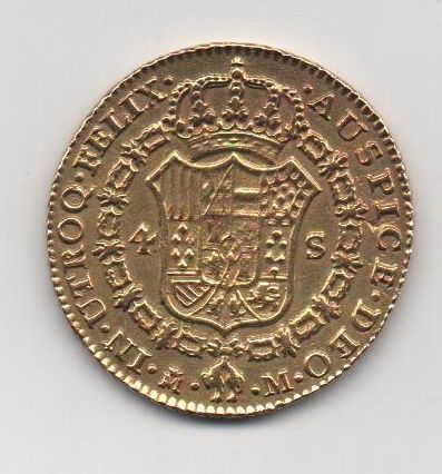 ESPAÑA CARLOS III DEL AÑO 1788 DE 4 ESCUDOS