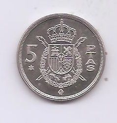 ESPAÑA DEL AÑO 1975*77 DE 5 PESETAS