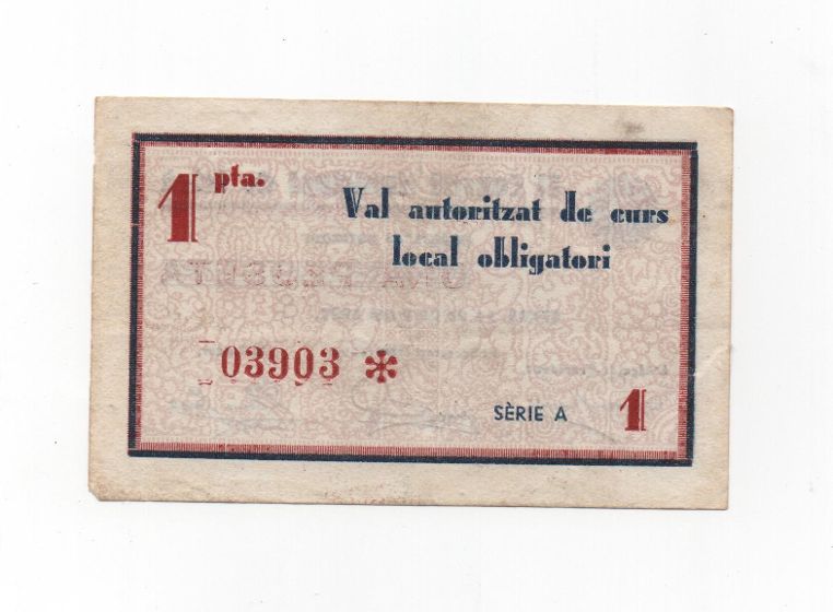 ESPAÑA BILLETE LOCAL REPUBLICANO DEL AÑO 1937 DE 1 PESETA. CONSEJO MUNICIPAL DE CELRÀ