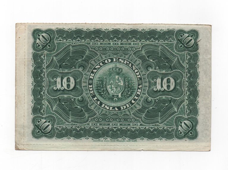 ESPAÑA BILLETE BANCO DE ESPAÑA DEL AÑO 1896 DE 10 PESOS. ISLA DE CUBA