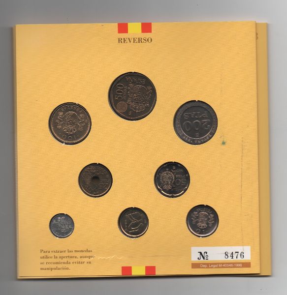 ESPAÑA CARTERA OFICIAL DE PESETAS J. CARLOS I DEL AÑO 1998