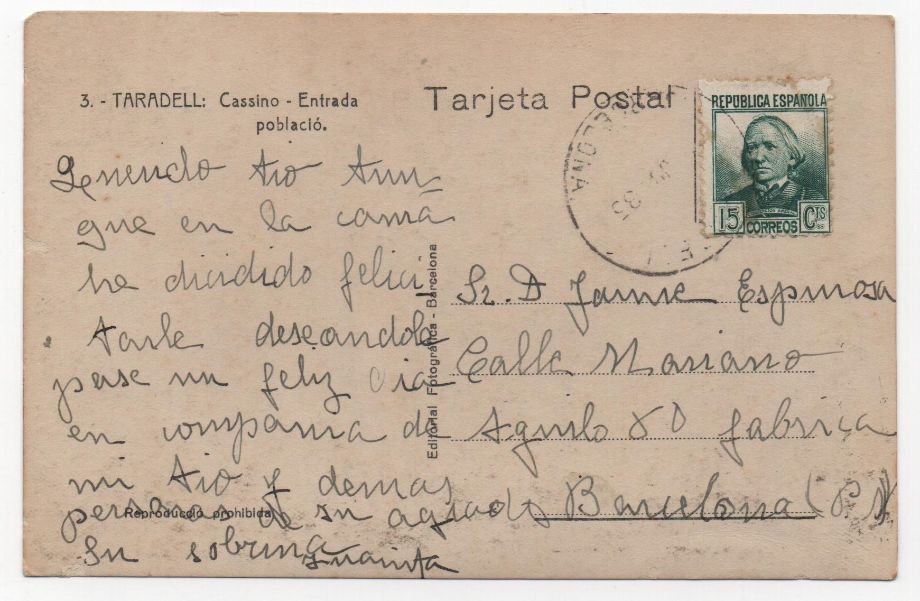 ESPAÑA POSTAL Nº 32 TARADELL (CASINO)