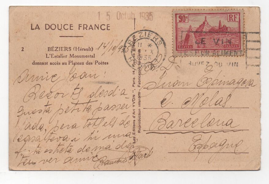 FRANCIA POSTAL N-10 LA DOUCE FRANCE