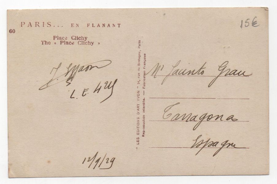 FRANCIA POSTAL N-37 PLAZA CLICHY