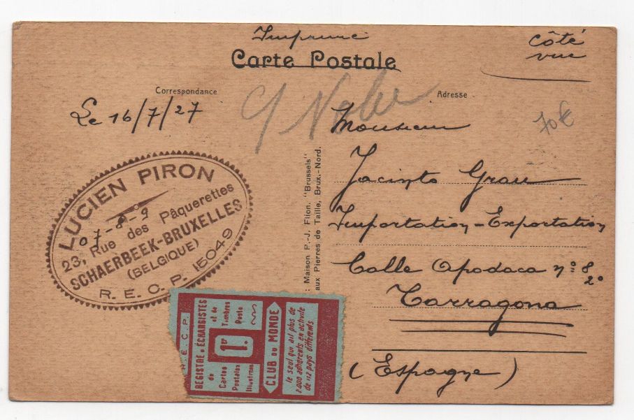 BELGICA POSTAL N-53 (BRUSELAS)