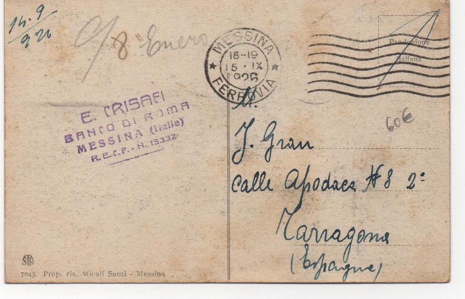 ITALIA POSTAL N-59 (PORTA MESSINA)