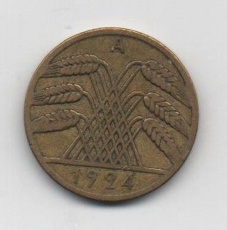 ALEMANIA IMPERIO REPUBLICA WEIMAR DEL AÑO 1924 LETRA A DE 10 RENTENPFENNIG
