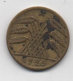ALEMANIA IMPERIO REPUBLICA WEIMAR DEL AÑO 1925 LETRA A DE 10 RENTENPFENNIG