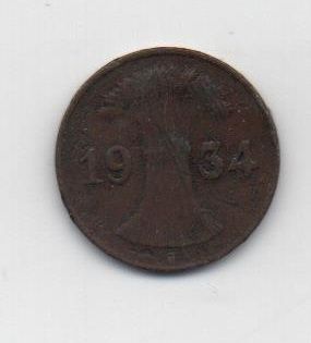 ALEMANIA IMPERIO REPUBLICA WEIMAR DEL AÑO 1934 LETRA J DE 1 REICHSPFENNIG