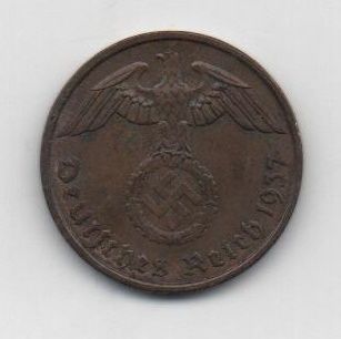 ALEMANIA REICH DEL AÑO 1937 LETRA A DE 1 REICHSPFENNIG