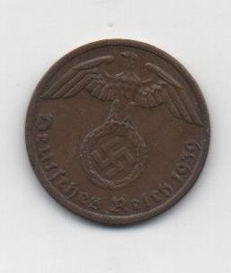 ALEMANIA REICH DEL AÑO 1939 LETRA A DE 1 REICHSPFENNIG