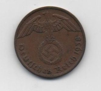 ALEMANIA REICH DEL AÑO 1938 LETRA J DE 2 REICHSPFENNIG