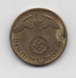 ALEMANIA REICH DEL AÑO 1938 LETRA A DE 10 REICHPFENNIG