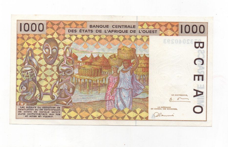AFRICA DEL OESTE DEL AÑO 2001 DE 1000 FRANCS