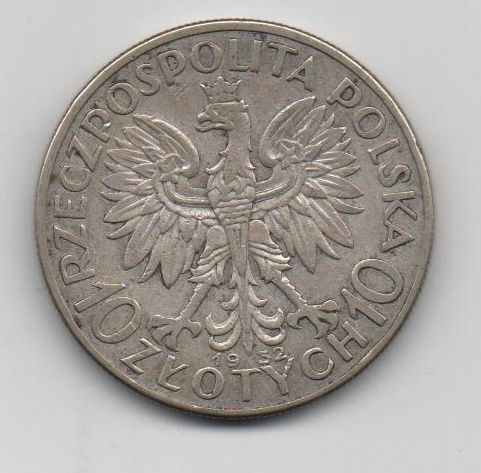 POLONIA DEL AÑO 1932 DE 10 ZTOTYS