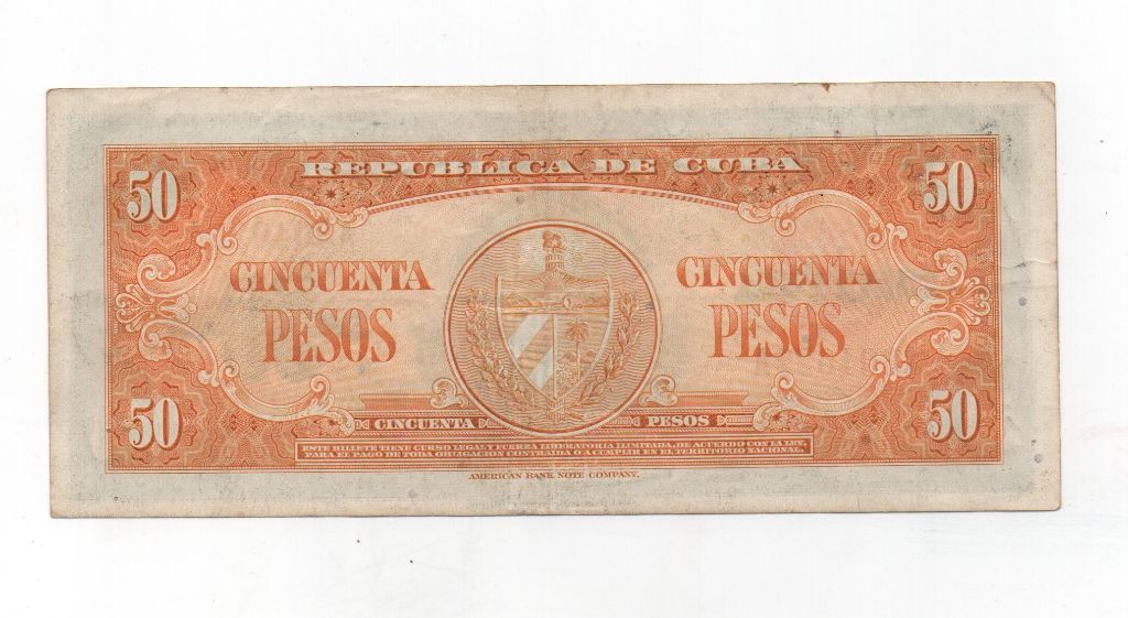 CUBA DEL AÑO 1950 DE 50 PESOS