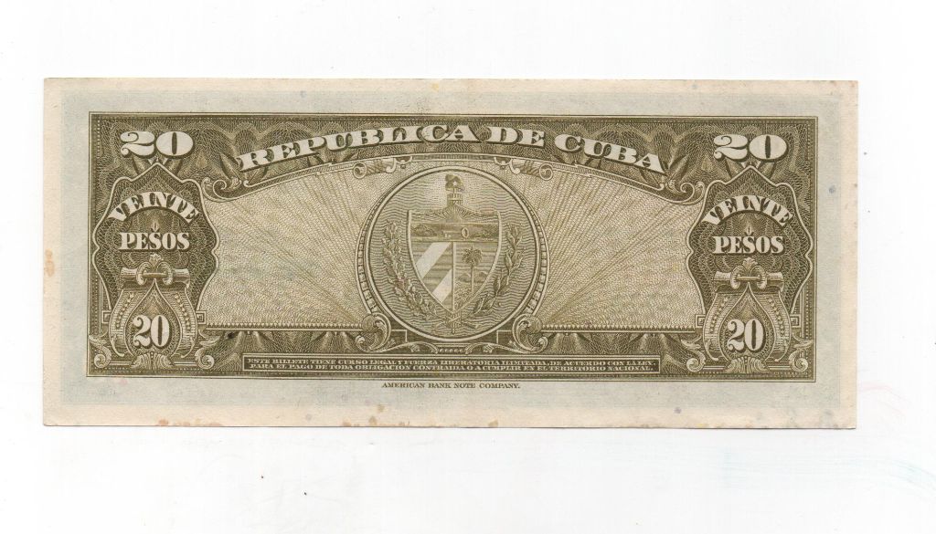 CUBA DEL AÑO 1960 DE 20 PESOS