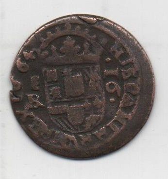 ESPAÑA FELIPE IV DEL AÑO 1663 DE 16 MARAVEDIS