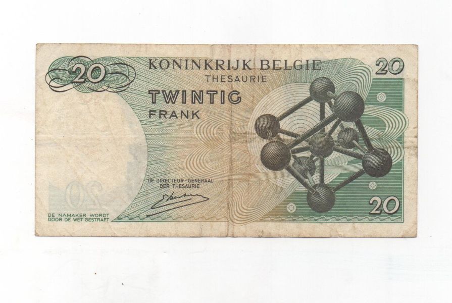BELGICA DEL AÑO 1964 DE 20 FRANCOS