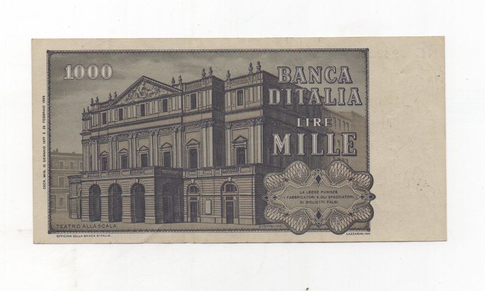 ITALIA DEL AÑO 1969.71 DE 1000 LIRAS