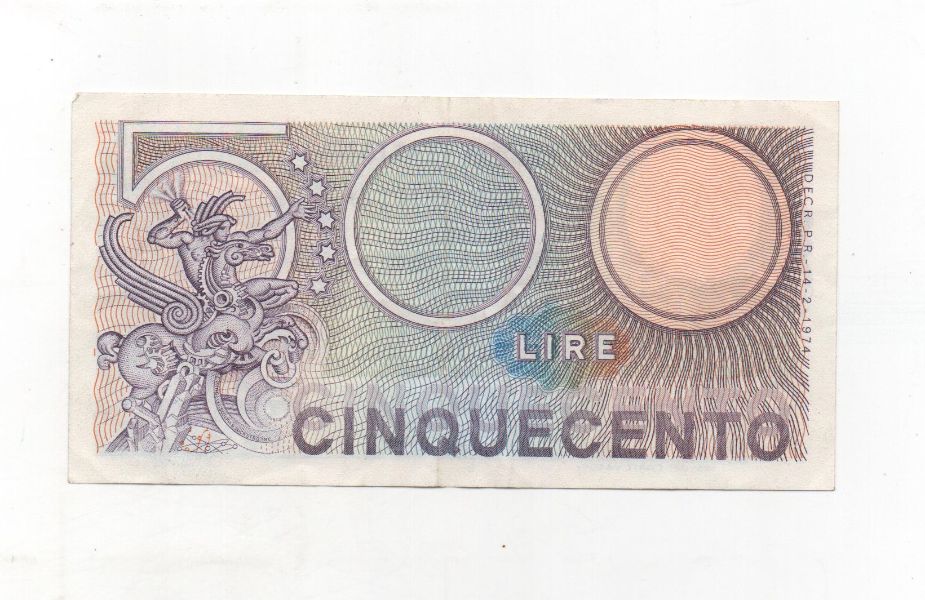 ITALIA DEL AÑO 1974 DE 500 LIRAS