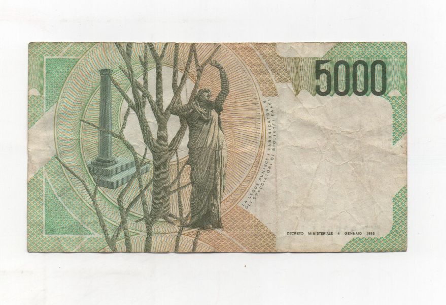ITALIA DEL AÑO 1985 DE 5000 LIRAS