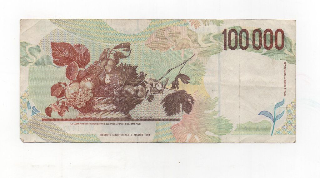 ITALIA DEL AÑO 1994 DE 100000 LIRAS