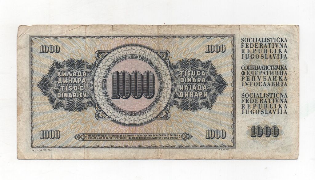 YUGOSLAVIA DEL AÑO 1981 DE 1000 DINARA